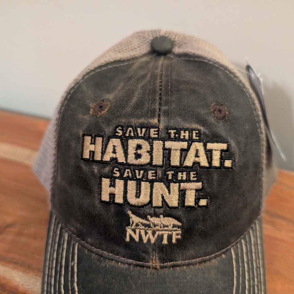 NWTF Save The Habitat Save The Hunt Brown Camo Adjustable Baseball Hat Cap NWT